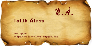 Malik Álmos névjegykártya
